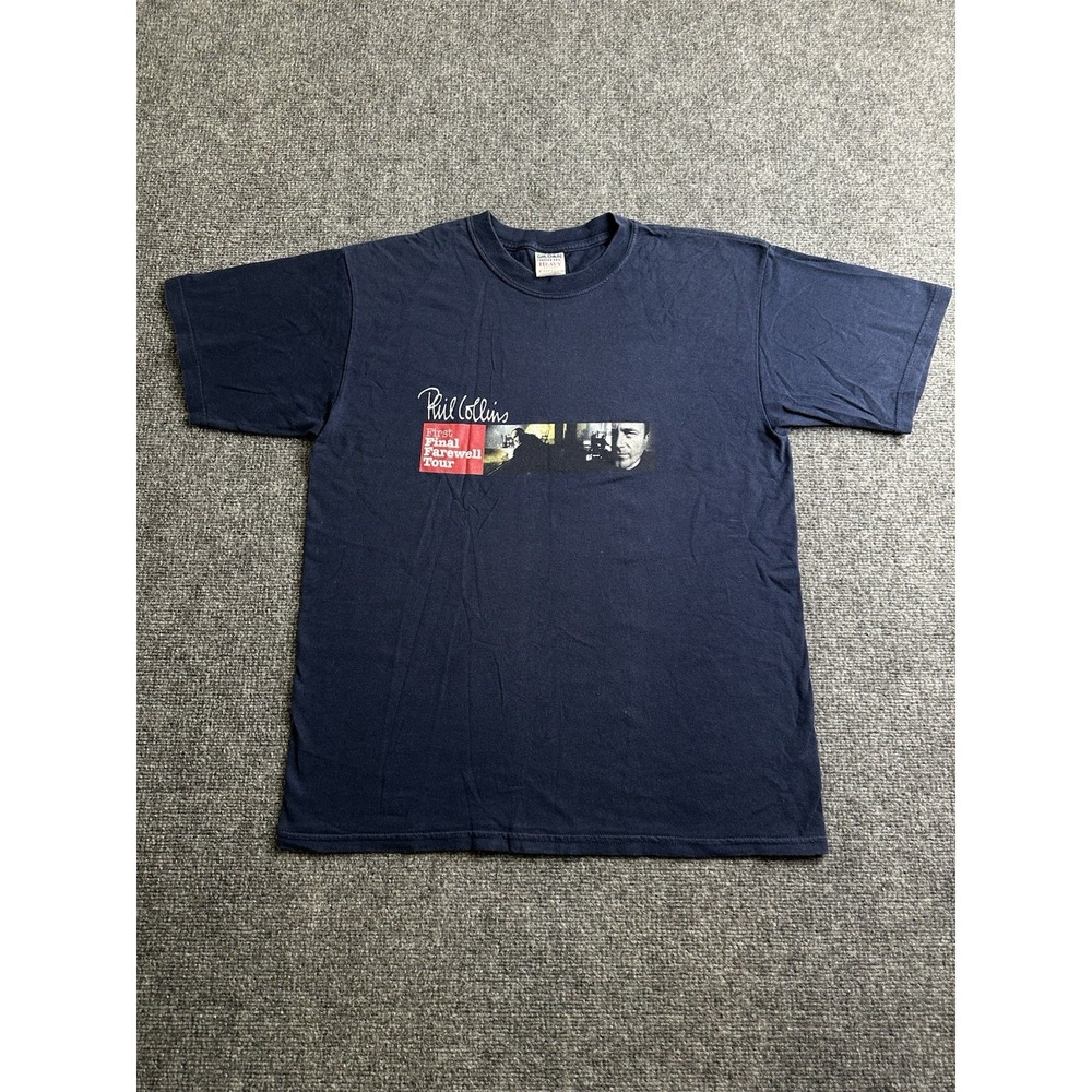 Mens 2004 Phil Collins First Final Farewell Tour T-Shirt Navy, Size L